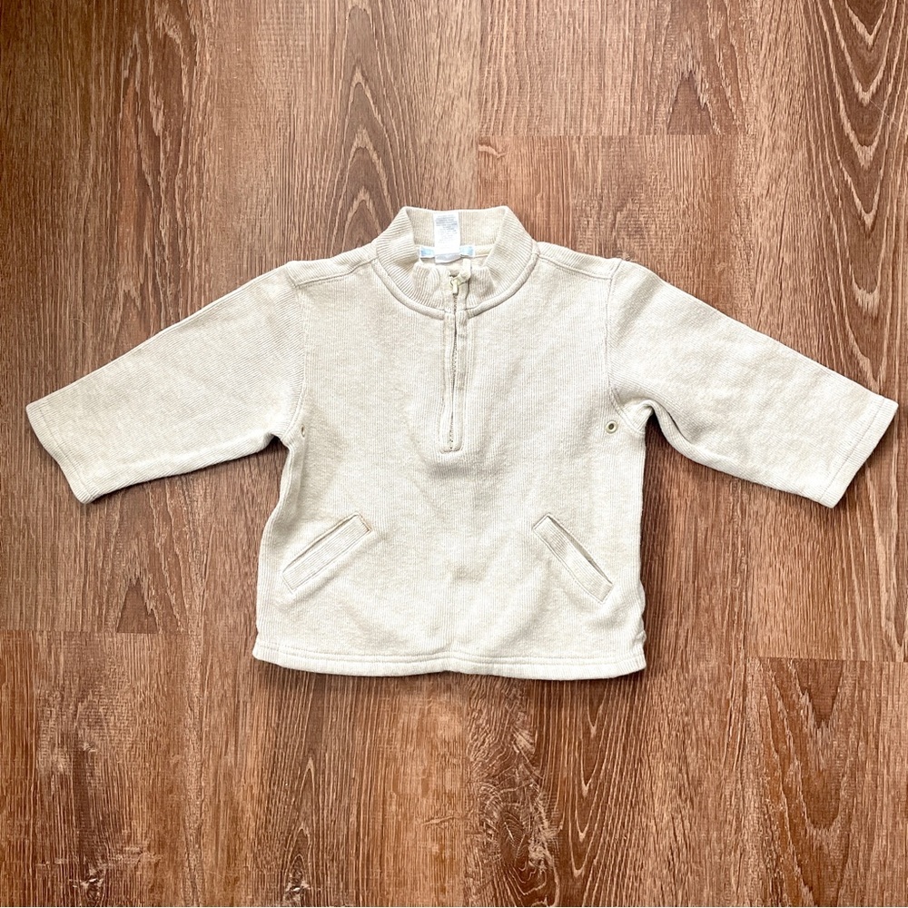 Janie and Jack Cream Oatmeal Surf School Cotton Pullover Top 18-24 Months